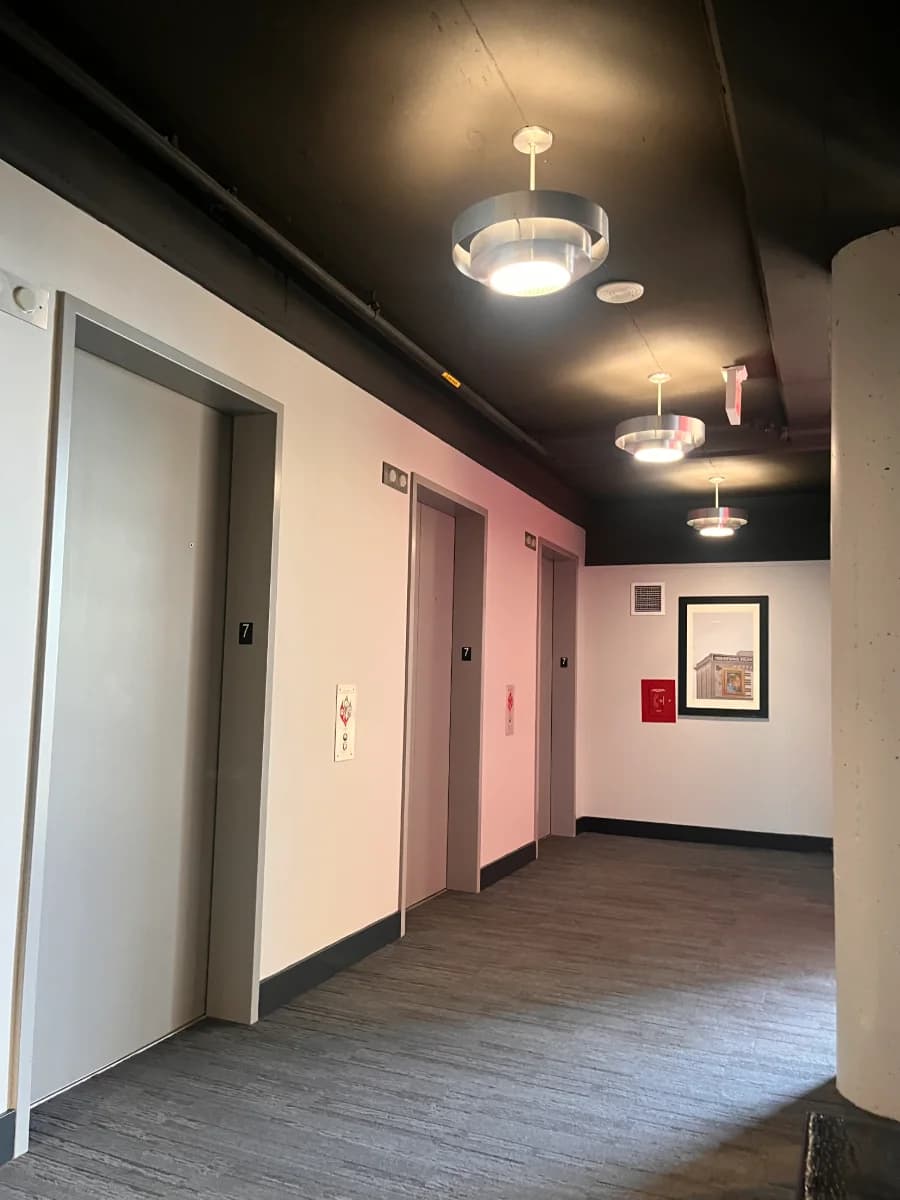 Professionally cleaned elevator hallway and common area in the Washington, DC region