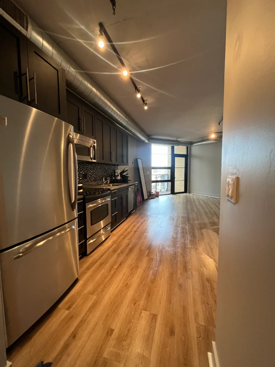 Modern apartment kitchen after professional cleaning service