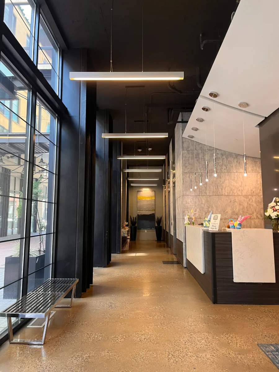 Polished office lobby after professional cleaning