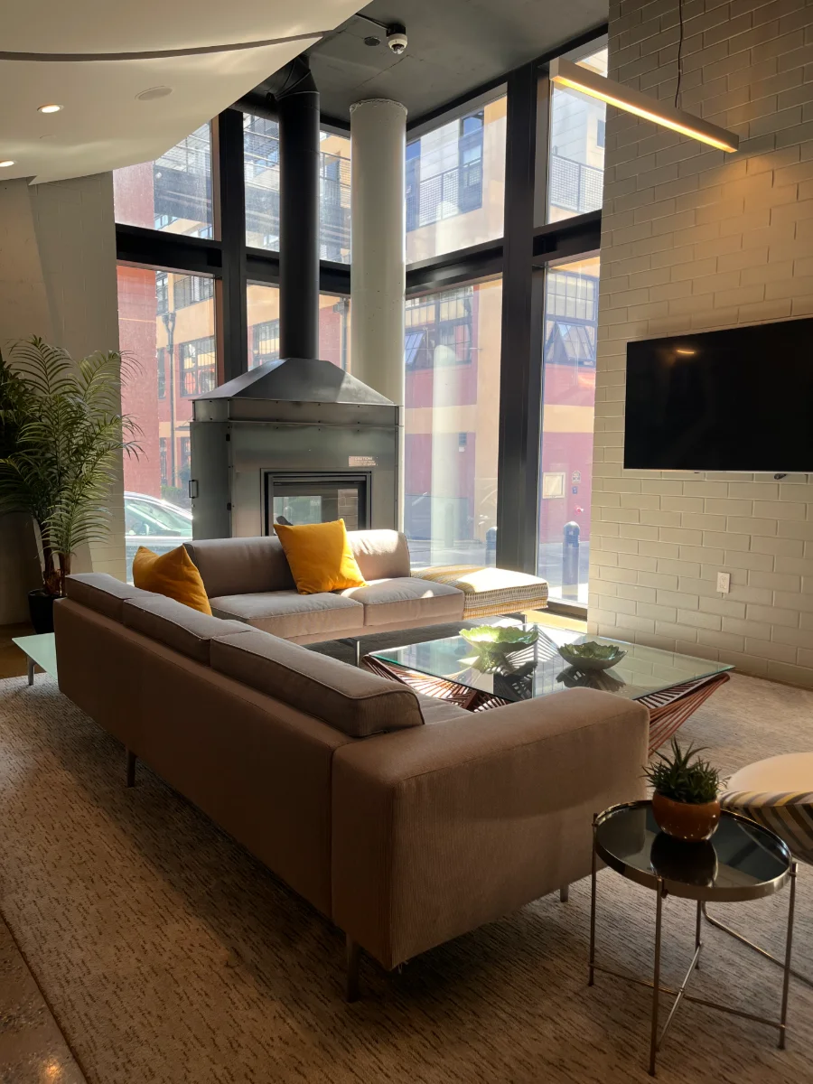 Modern commercial lounge after professional cleaning service